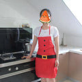 Red Merry Christmas apron in adult and children's sizes with adjustable straps