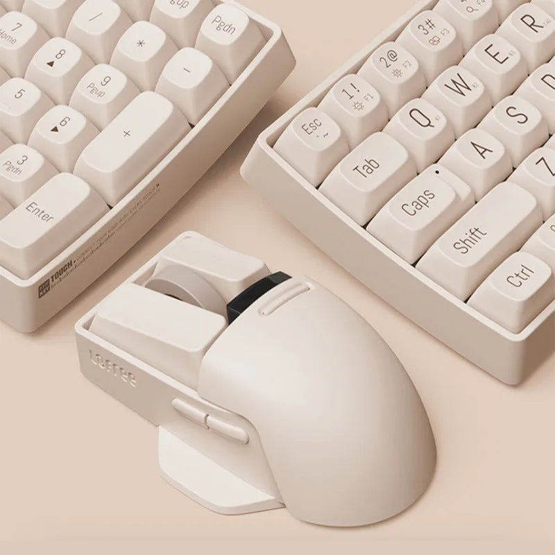 Xiaoqiao Tofu coloured ergonomic wireless mouse with seven buttons and a scroll wheel.