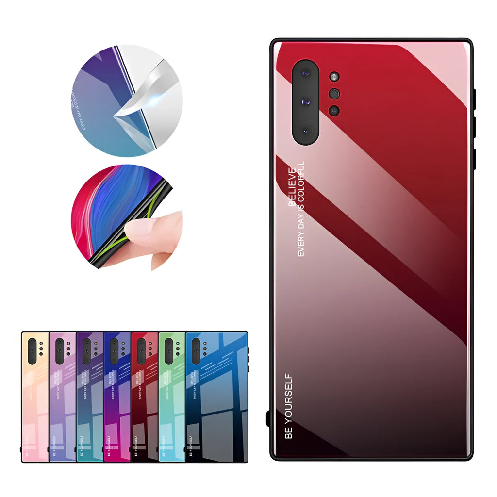 Gradient solid colour glass back phone case for Samsung S20 Ultra with TPU frame