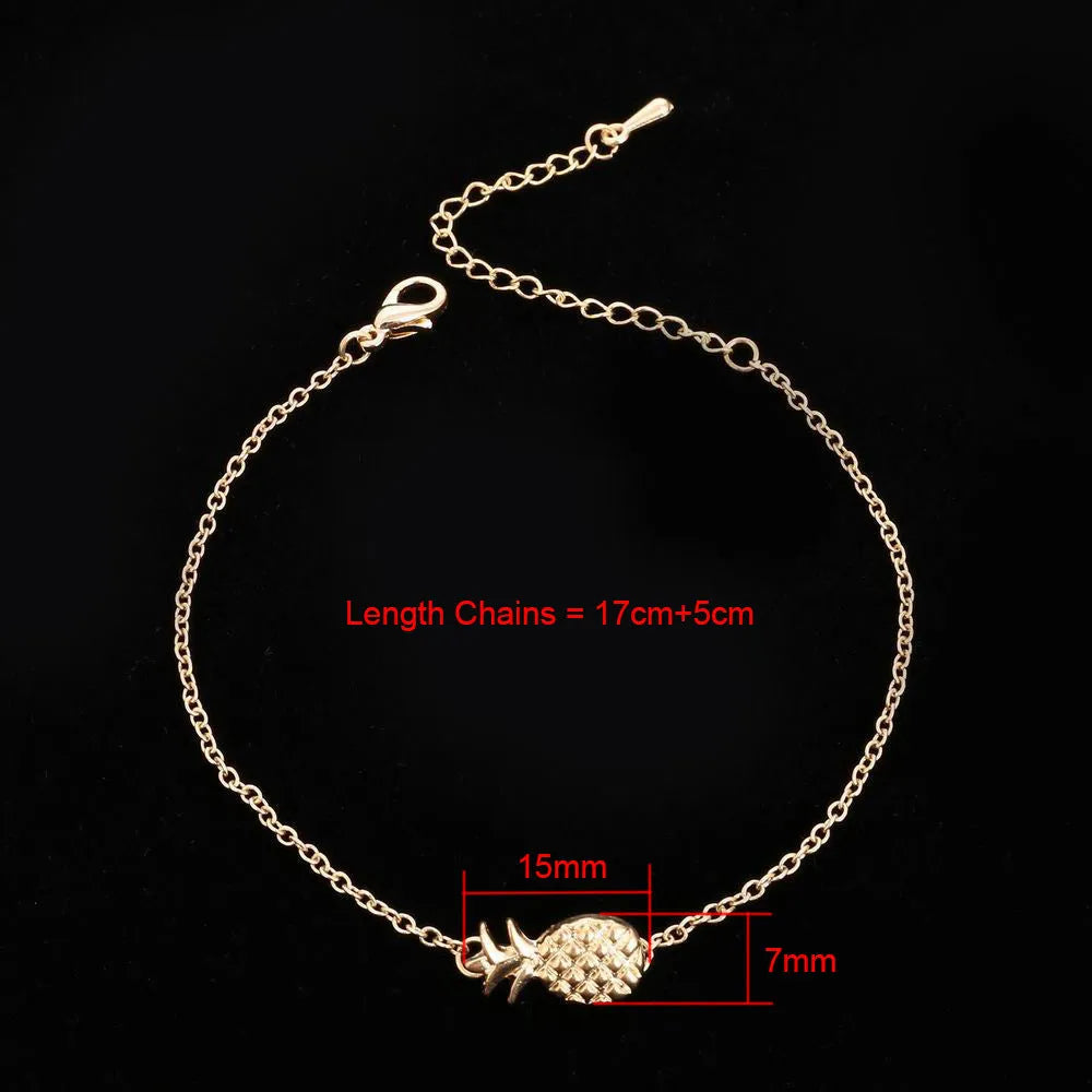 Gold and silver alloy women's bracelet with a simple pineapple charm design.