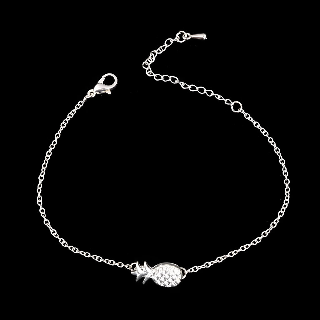 Gold and silver alloy women's bracelet with a simple pineapple charm design.