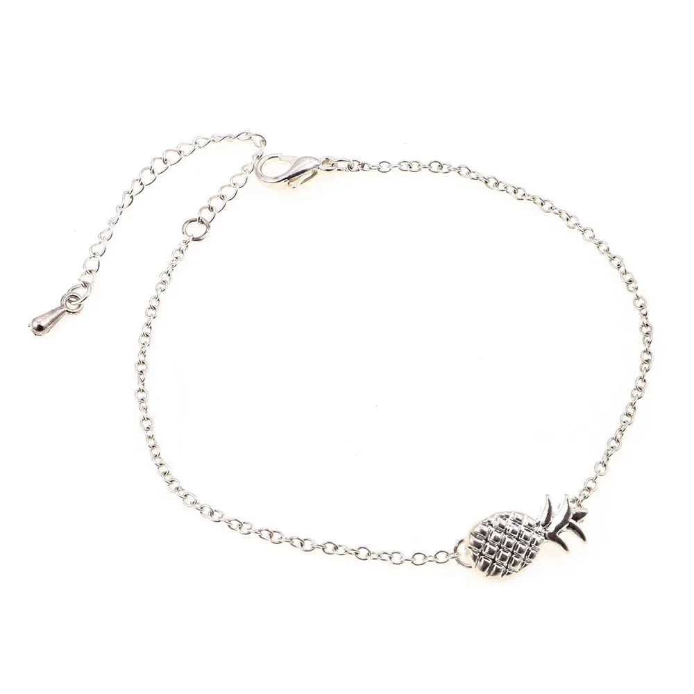 Gold and silver alloy women's bracelet with a simple pineapple charm design.
