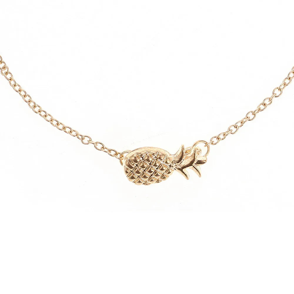 Gold and silver alloy women's bracelet with a simple pineapple charm design.