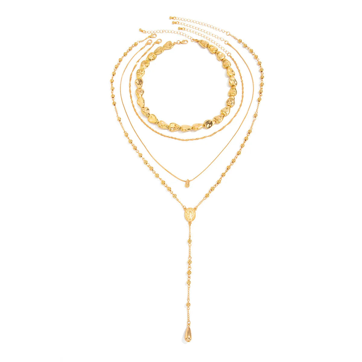 Irregular CCB beaded long necklace with metal pendant, 35cm-66cm sweater chain in gold or white K
