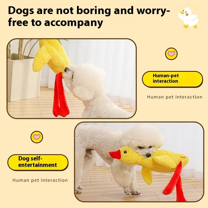 Rhubarb goose plush dog toy with sound molar and simulated pineapple grid texture