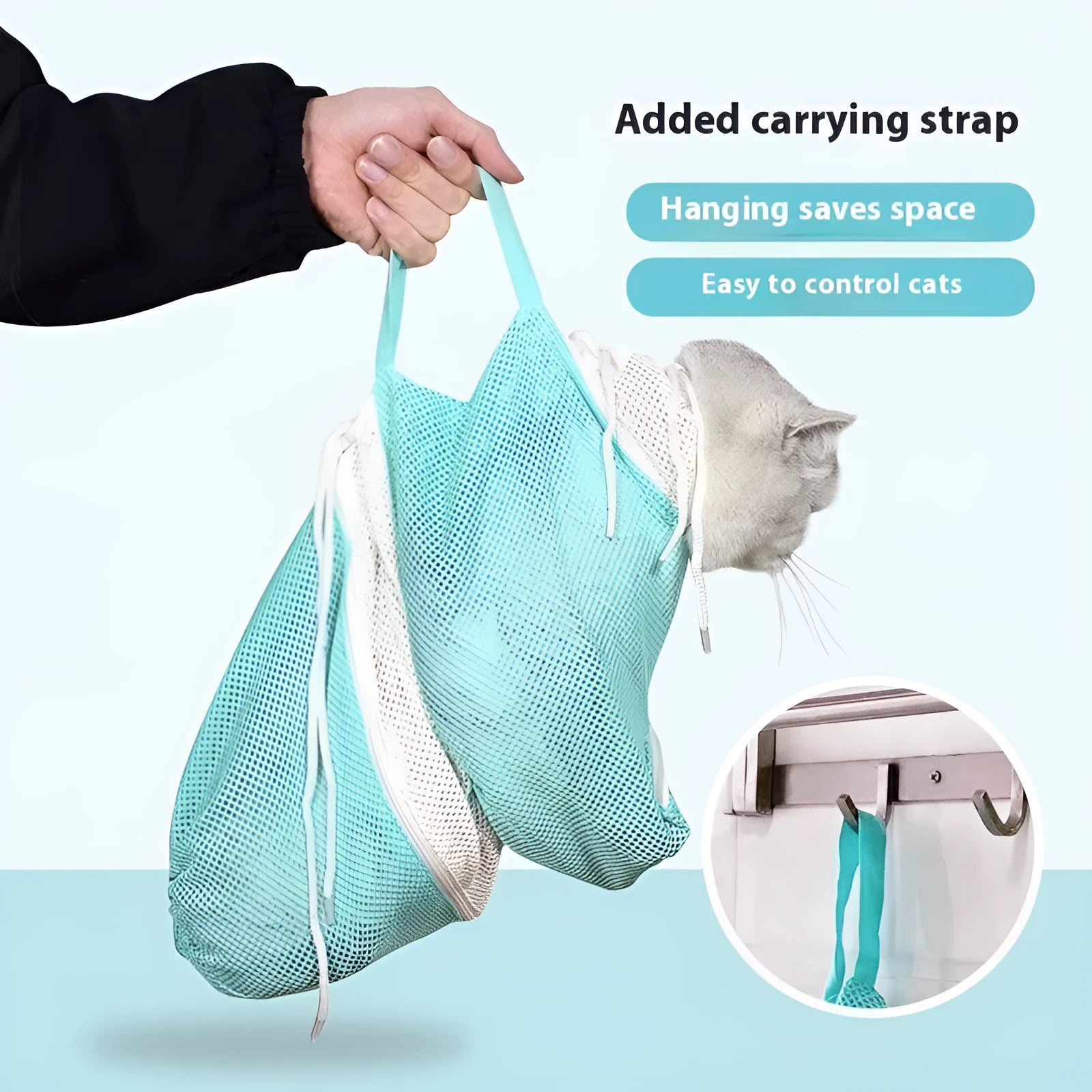 Upgraded fifth-generation cat grooming bag with detachable lifting mechanism in grey and white colour option