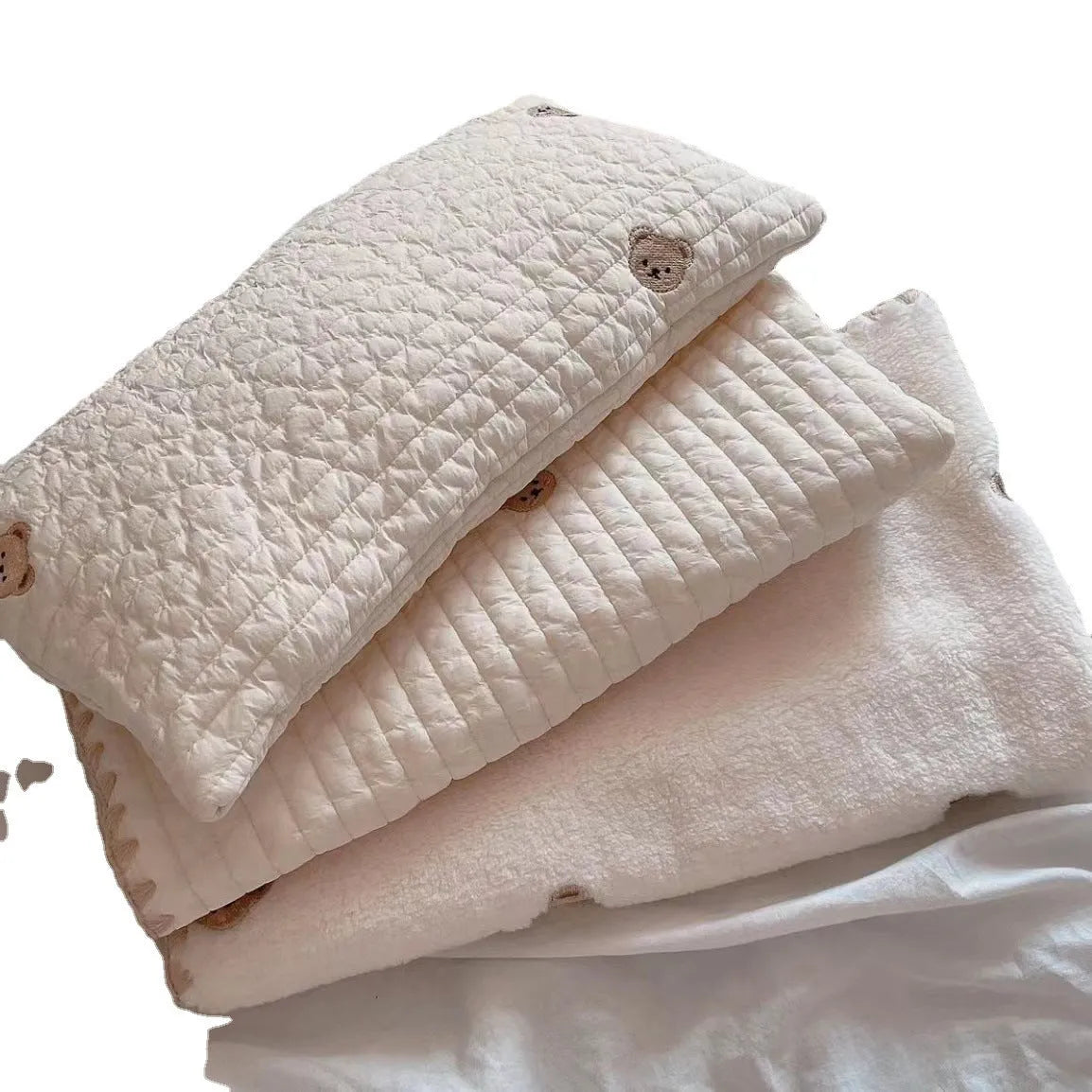 Simple Bear design dog bed set with pillow, mattress, and washable comforter in fashion square mat style