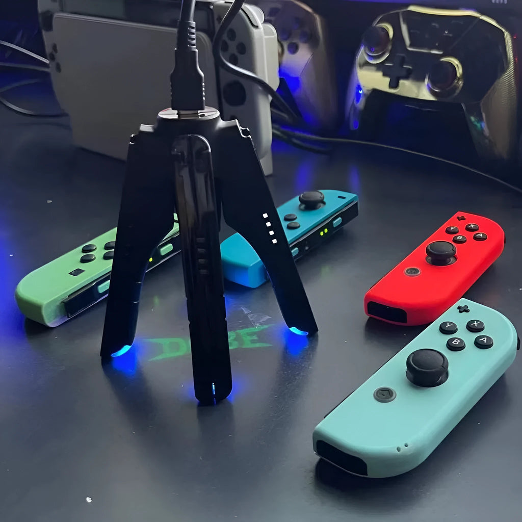 Black four-in-one fixed charger holder for Switch OLED and Switch rod end with Type-C interface