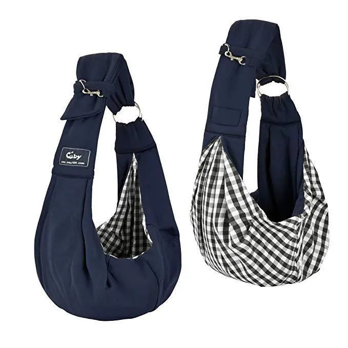 Pet dog travel sling carrier in light grey polyester with phone pocket, suitable for small pets up to 10 jin