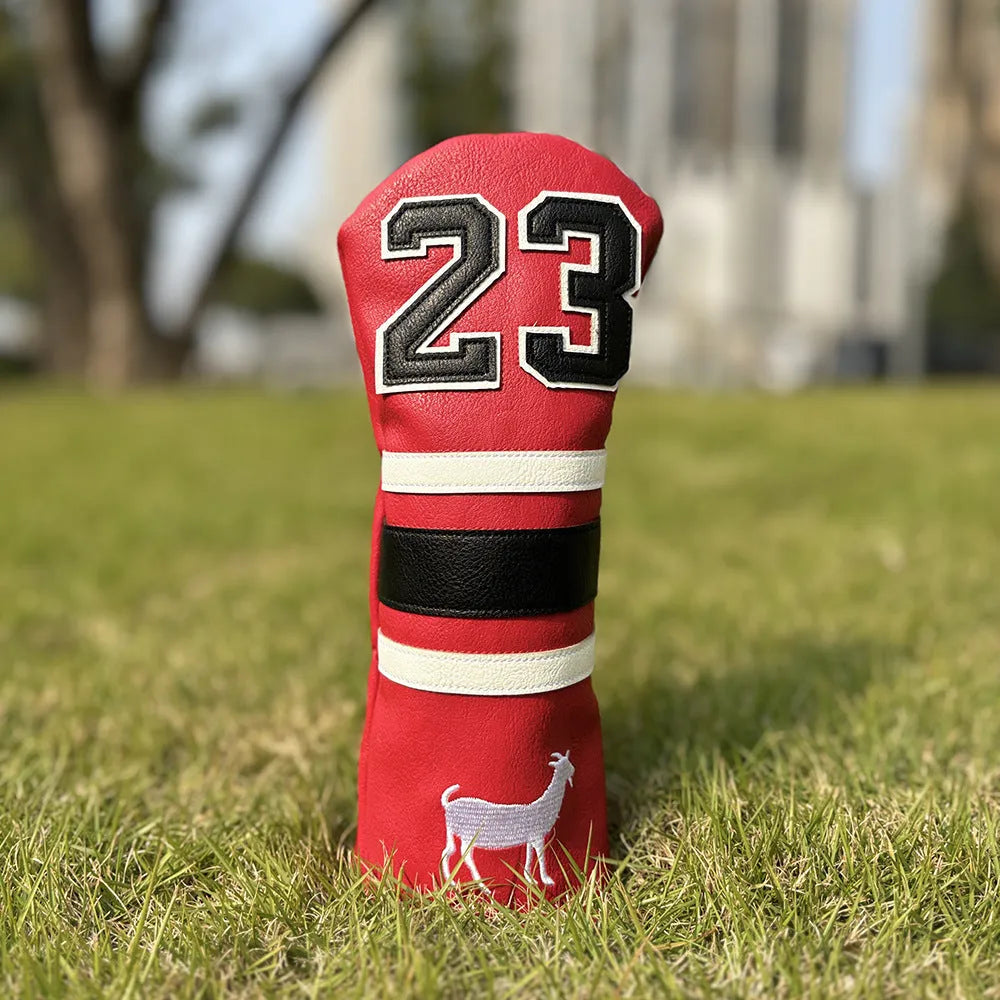 Set of four PU golf club head sleeves in a chosen colour for UT, No 1, 3/5, and Square putter woods.