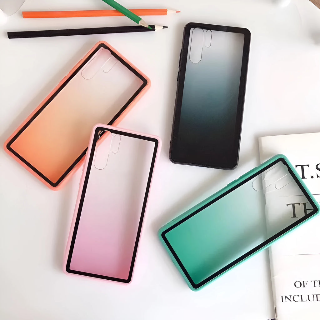 Rainbow pattern Huawei phone case in translucent TPU and PC materials
