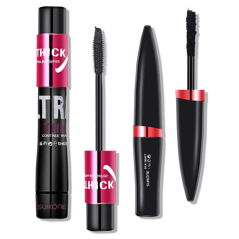 Silk Graft Mascara 10ml black tube with 1.5g extra formula, one brush for thick dark lashes