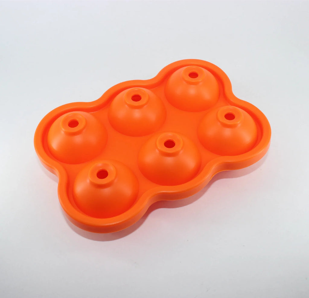 Large silicone ice cube maker with six 4.5cm sphere cavities in black