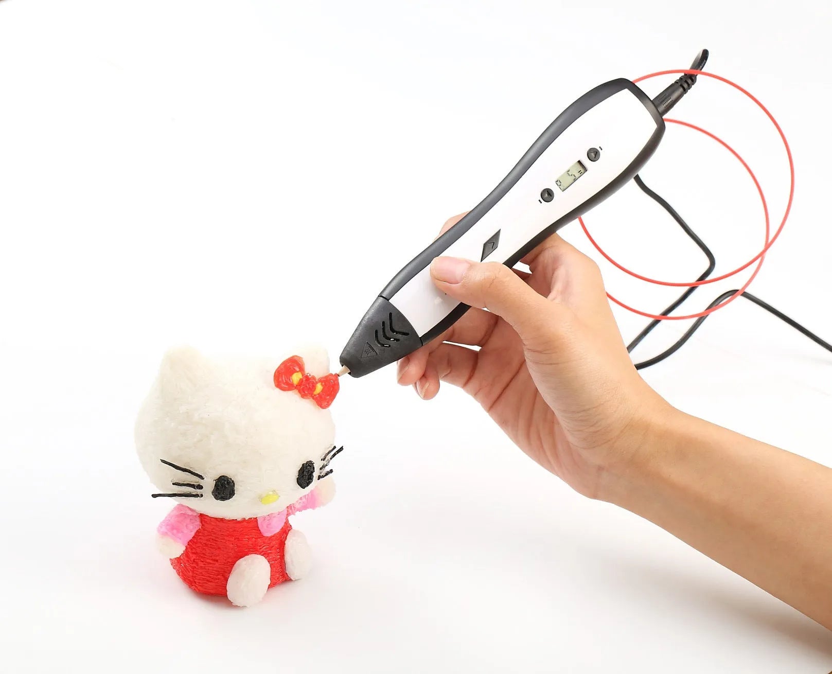 Blue 3D printing pen with LCD screen and ceramic nozzle for children