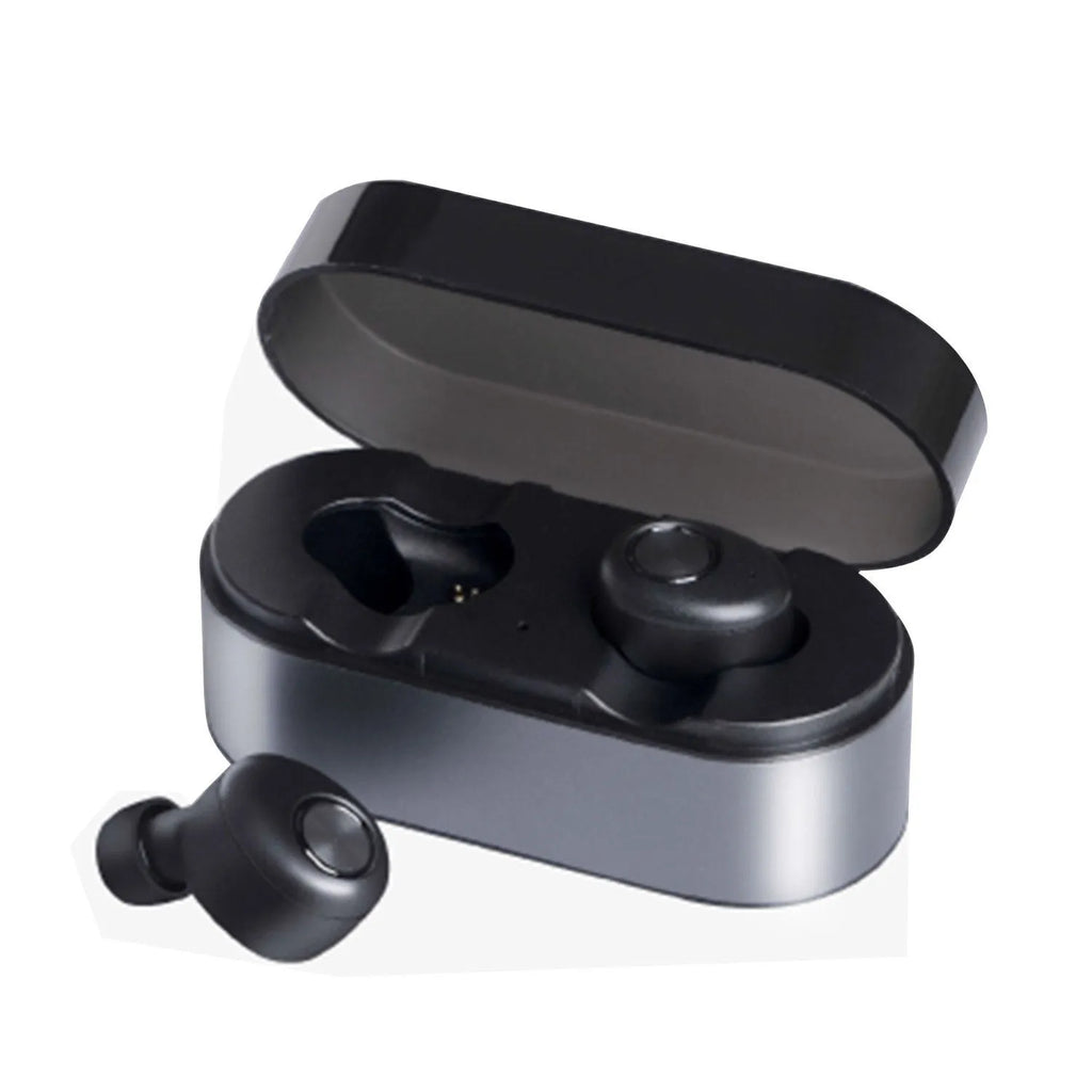 Black wireless Bluetooth headset for hands-free calling with ear hook design