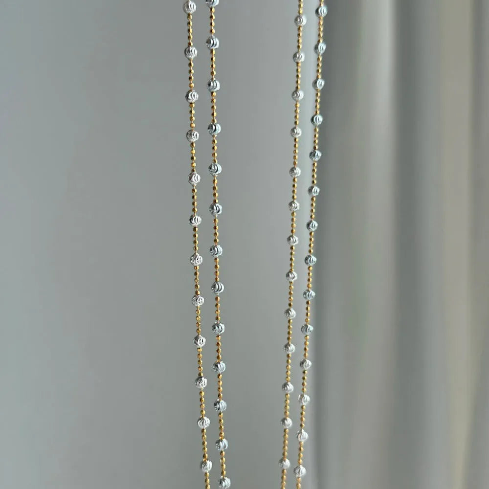 925 silver moon tooth bead clavicle necklace for women electroplated gold silver colour round pendant chain