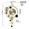 Gold iron small wall clock A2616 with silent mute mechanism for home decoration