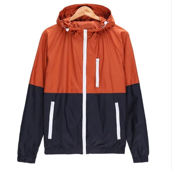 Men's lightweight hooded casual jacket in acetate fibre, available in eight colours and sizes S to XXXL for spring and autumn.
