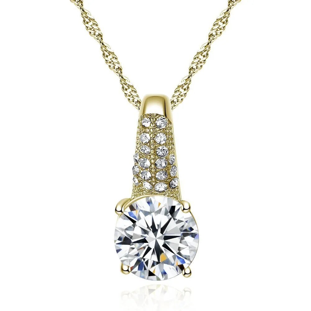 Gold bridal necklace and earring set with copper base and platinum finish