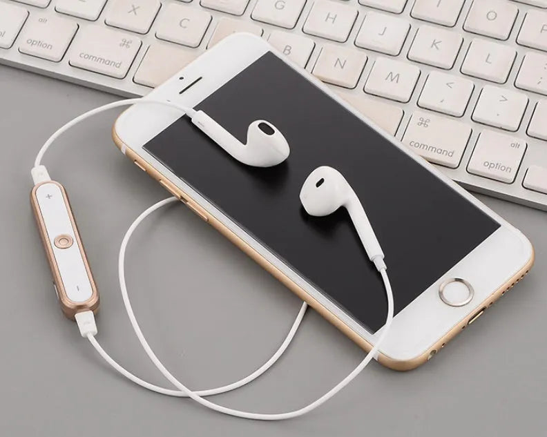 Black Bluetooth wireless headset with 41mm charging case for iPhone compatibility.