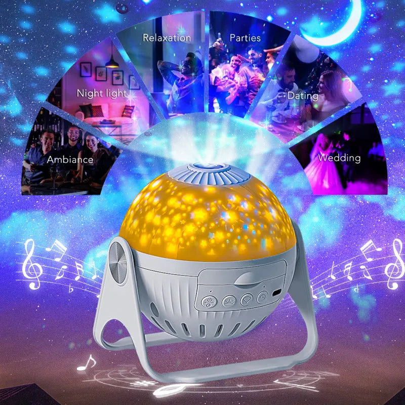 Galaxy projector starry sky night light with focus adjustment, PVC shade, and colour discs