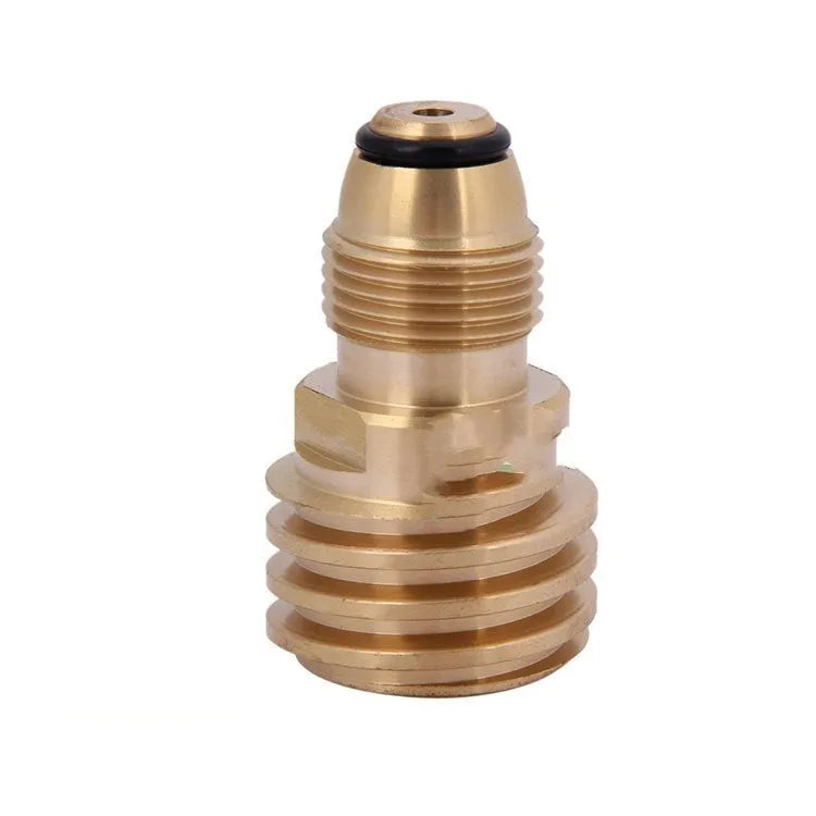 Brass gas brazing adapter with gold finish showing 7mm external thread taper