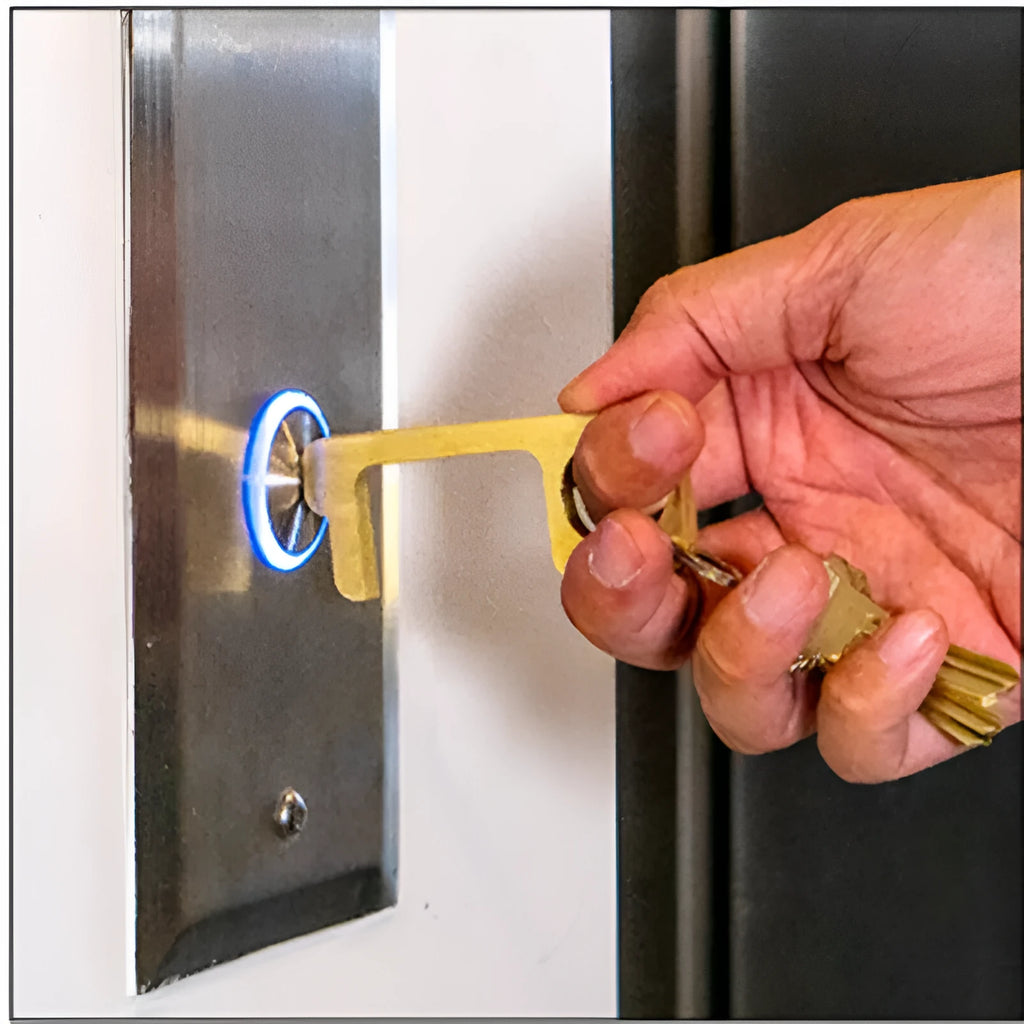 Antibacterial EDC door opener on key ring for public elevator buttons and doors