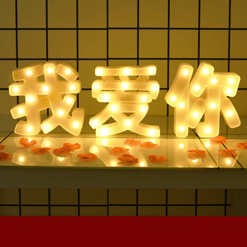 LED plastic letter lights arranged for birthday celebration with 22cm height