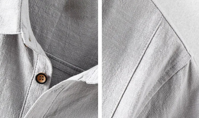 Men's cotton linen shirt in loose fit available in four colours with Asian sizing