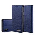 Apple iPhone flip wallet case in PU leather with card slot, shown in multiple colours.