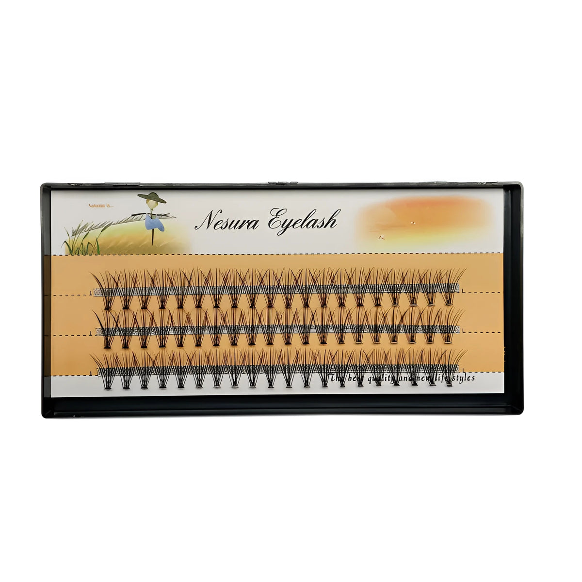 60 individual black imitation mink false eyelashes in lengths from 6mm to 14mm