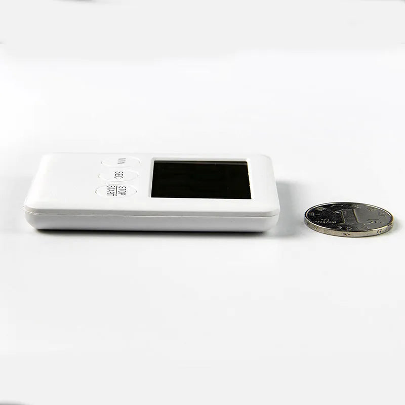 Digital kitchen timer with LCD display and magnetic back in black or white colour