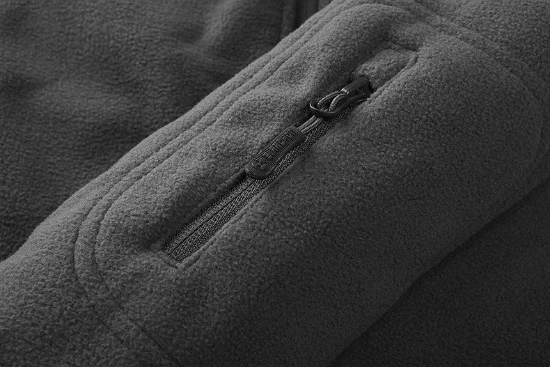 Thick military army fleece jacket for men in Army Green with turn-down collar and zipper