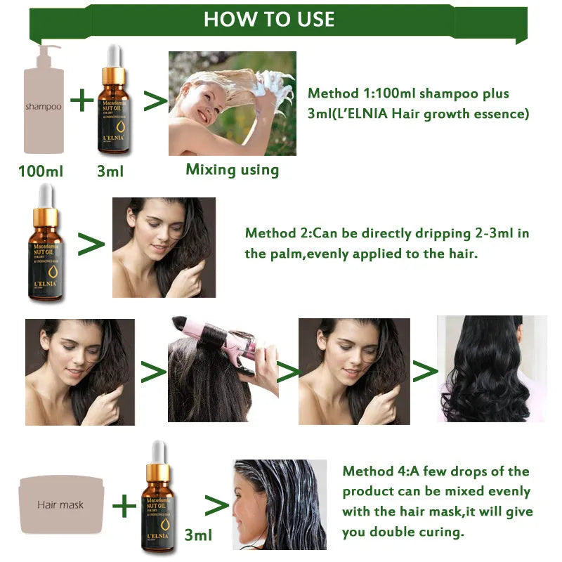 20ml hair essential oil bottle with Moroccan nut oil, almond oil, grape seed oil and vitamin E