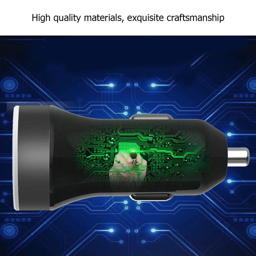 Black and white car rear seat charger with 6.8A USB output, 12-24V input and ABS PC housing