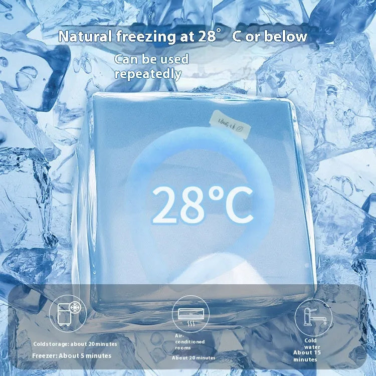 Cooling neck hanging ice ring for outdoor sports in blue colour with temperature control display