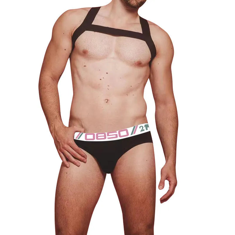 Men's low waist cotton briefs in solid white, black, or grey, sizes M to XXL