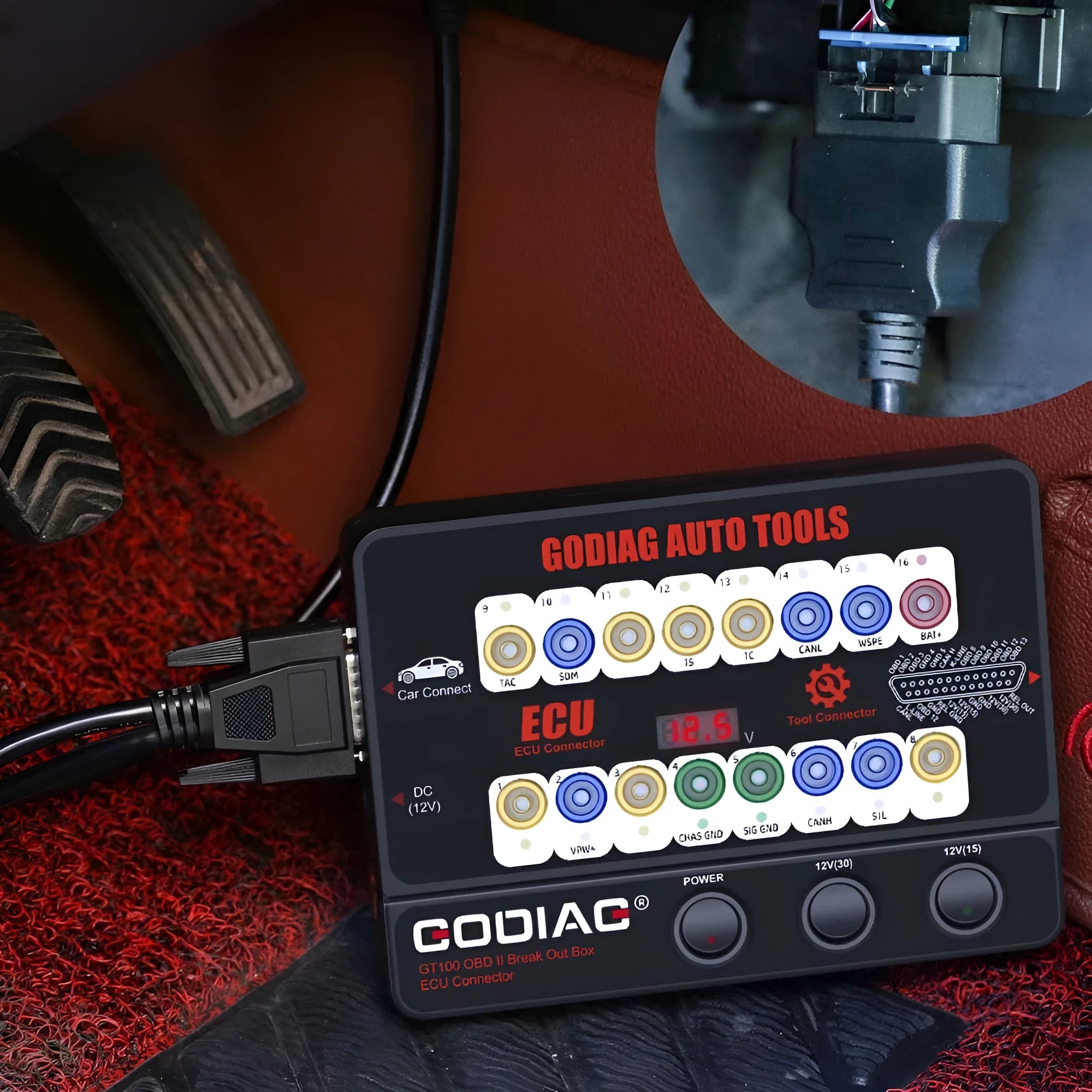GT100 communication protocol tester with universal connection ports, compact size 23.3cm x 18.3cm x 7.2cm