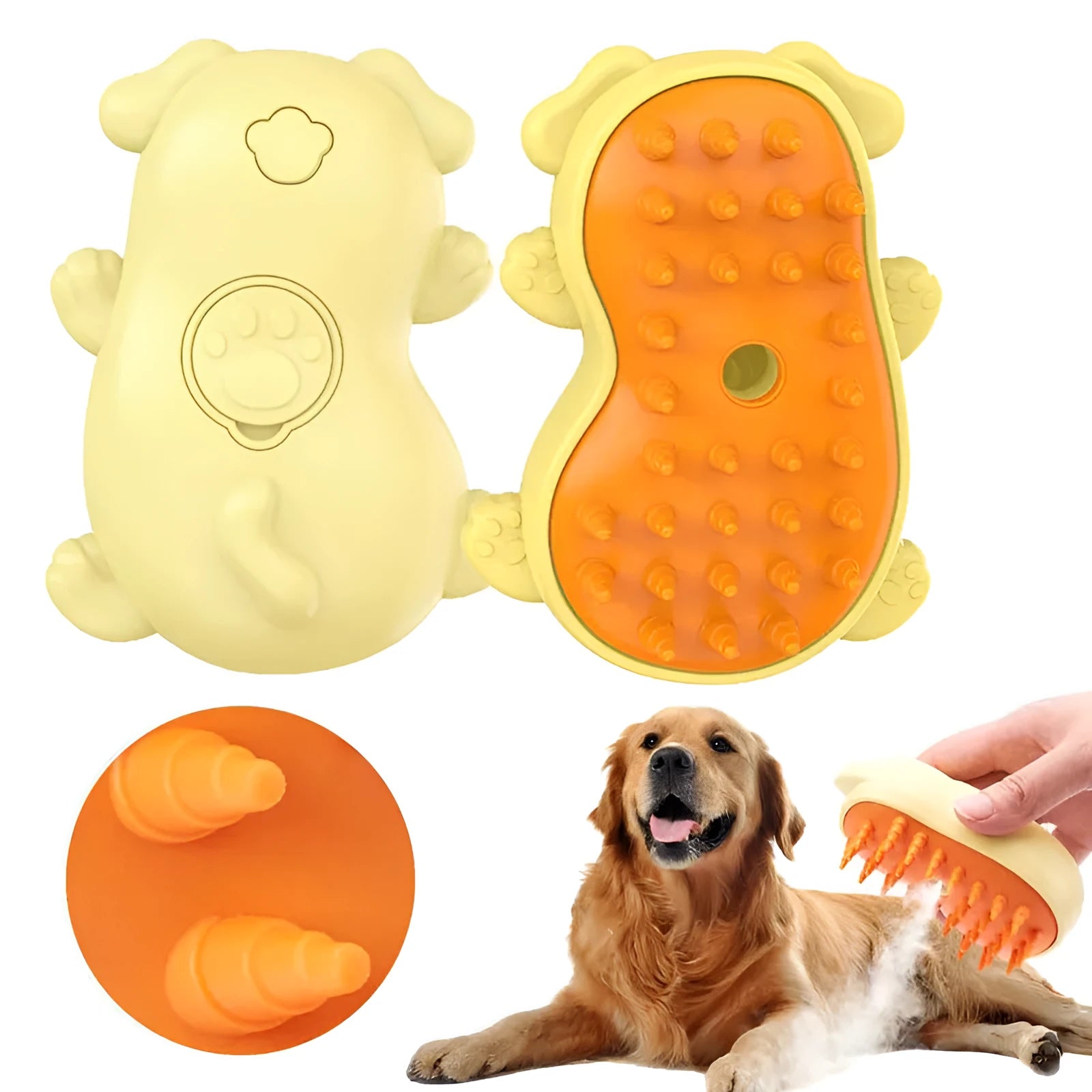 3-in-1 steamy pet grooming brush with self-cleaning steam function for cats and dogs