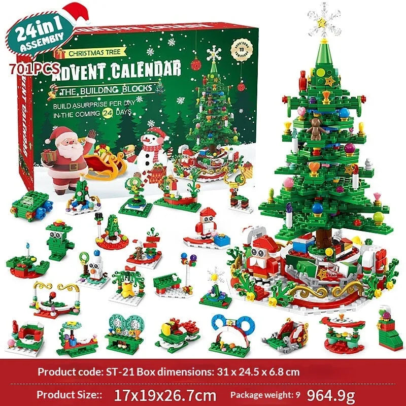 Christmas tree building block set with surprise blind box for kids