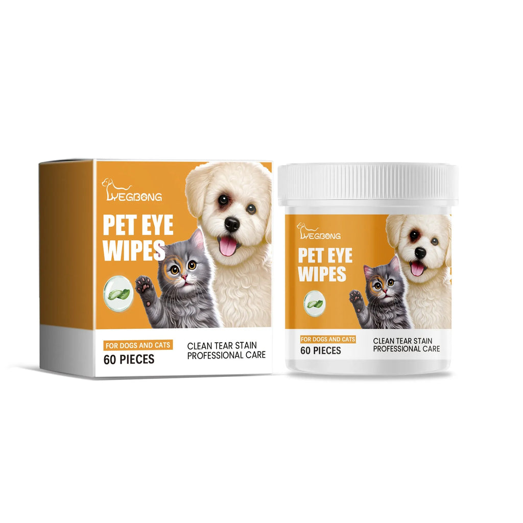Box of Dogs And Cats Eyes Wet Wipes for tear stain removal, 60 pieces, for dogs and cats