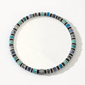 Hand-woven bohemian bracelet with natural semi-precious stones in cylindrical geometry design