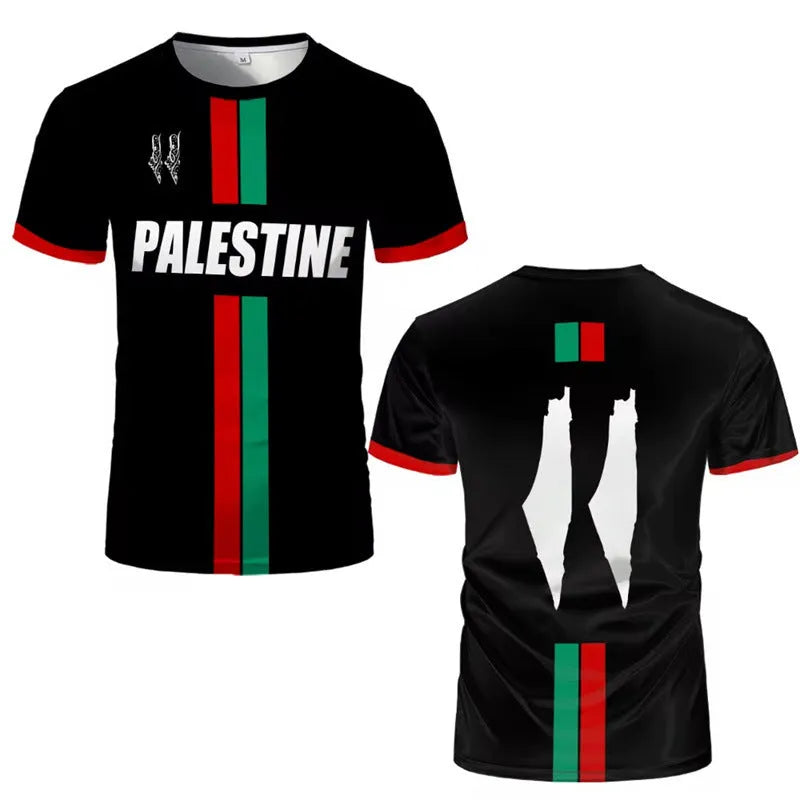 Black 3D printed football graphic on a white short sleeve spandex T-shirt.