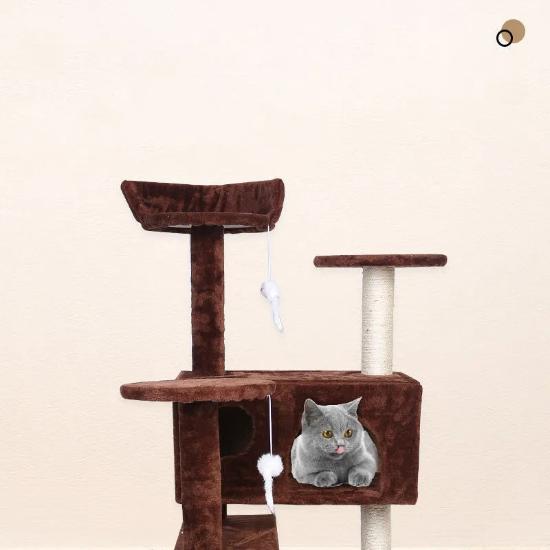 Luxury Villa cat climbing frame with sisal posts, density board platforms, and plush cloth, 50x50x137cm, colour CBQ013.