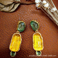 Retro gold electroplated alloy earrings for women, Chinese style irregular shape