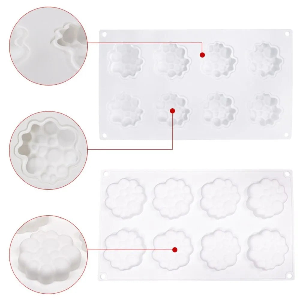 Round silicone cake mould with bubble tower pattern for baking and desserts.