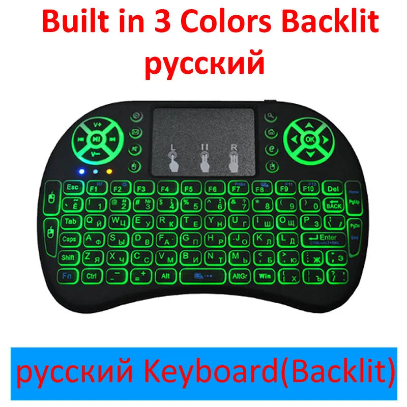 2.4G wireless mini air keyboard with touchpad, 92 QWERTY keys, black casing, 15m range
