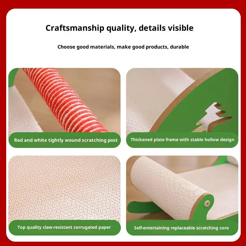 Christmas Sled Cat Scratcher Bed made of corrugated paper in minimalist style