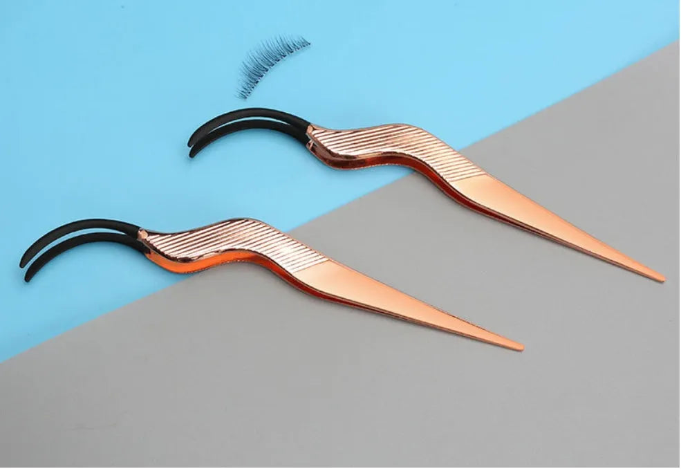 Rose gold eyelash curler aid for false eyelash application, local style makeup tool
