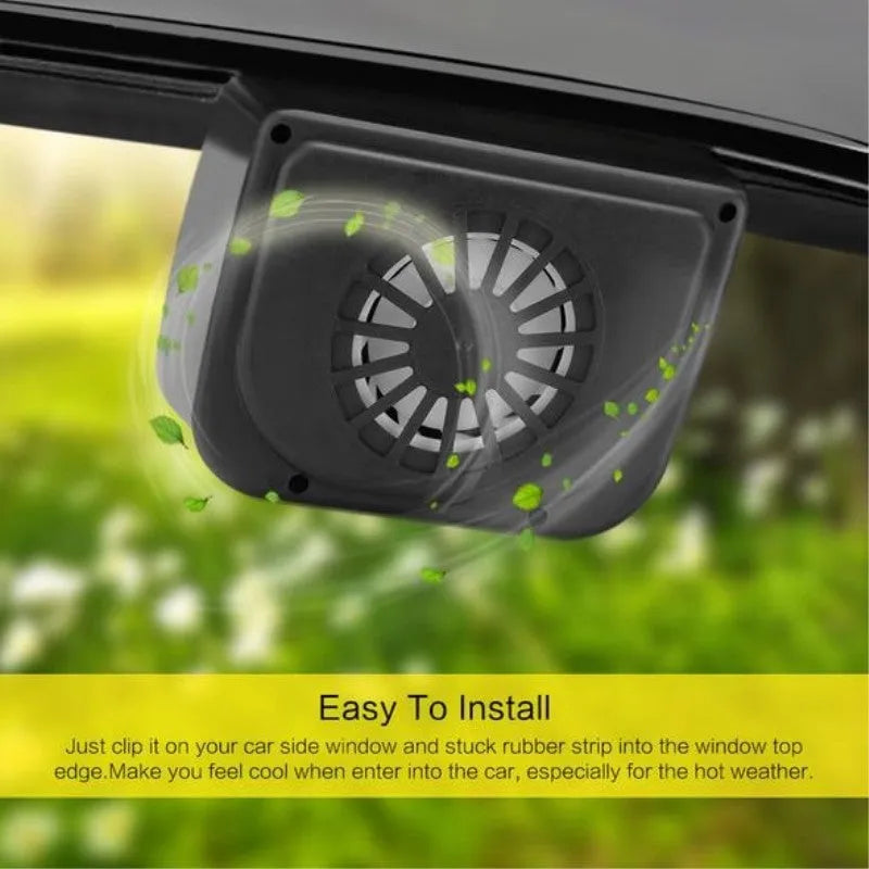 Solar powered car exhaust fan with ABS body, 15 x 11 x 6 cm, for window installation